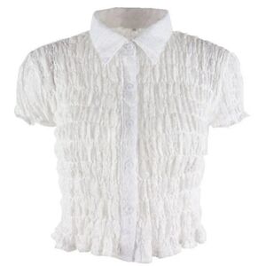 Bulgaris Short-Sleeve Lace  Smocked Shirt Large - New With Tags